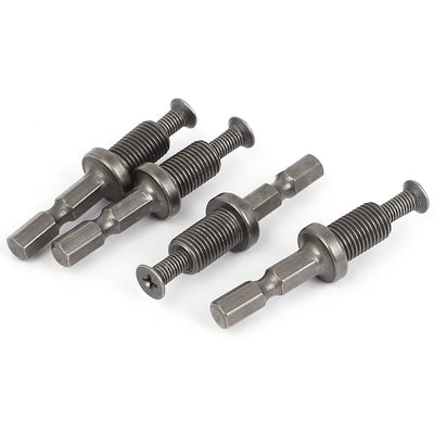 uxcell Uxcell 4pcs 1/4" Hex Shank to 3/8"-24UNF Thread Drill Chuck Adapter w Reverse Screw