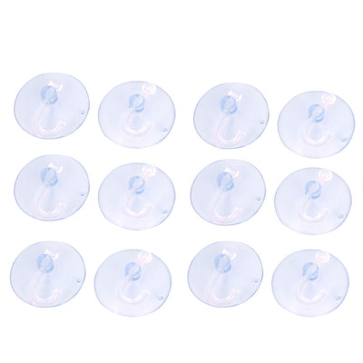 Harfington Uxcell 50mm Dia Home Bathroom Wall Window Plastic Suction Cup Hook Clear Blue 12Pcs