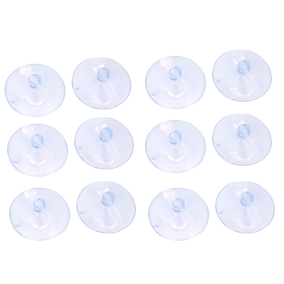 uxcell Uxcell 50mm Dia Home Bathroom Wall Window Plastic Suction Cup Hook Clear Blue 12Pcs