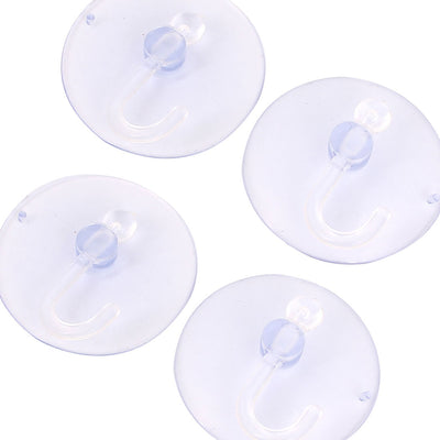 Harfington Uxcell Home Bathroom Wall Window 50mm Dia Plastic Suction Cup Hook Clear Blue 4Pcs