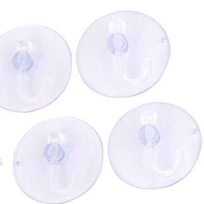 Harfington Uxcell Home Bathroom Wall Window 50mm Dia Plastic Suction Cup Hook Clear Blue 4Pcs