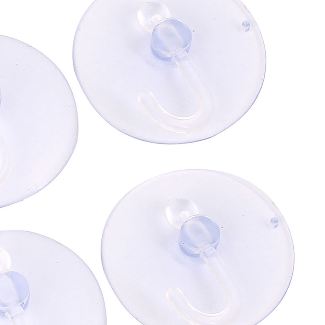 uxcell Uxcell Home Bathroom Wall Window 50mm Dia Plastic Suction Cup Hook Clear Blue 4Pcs