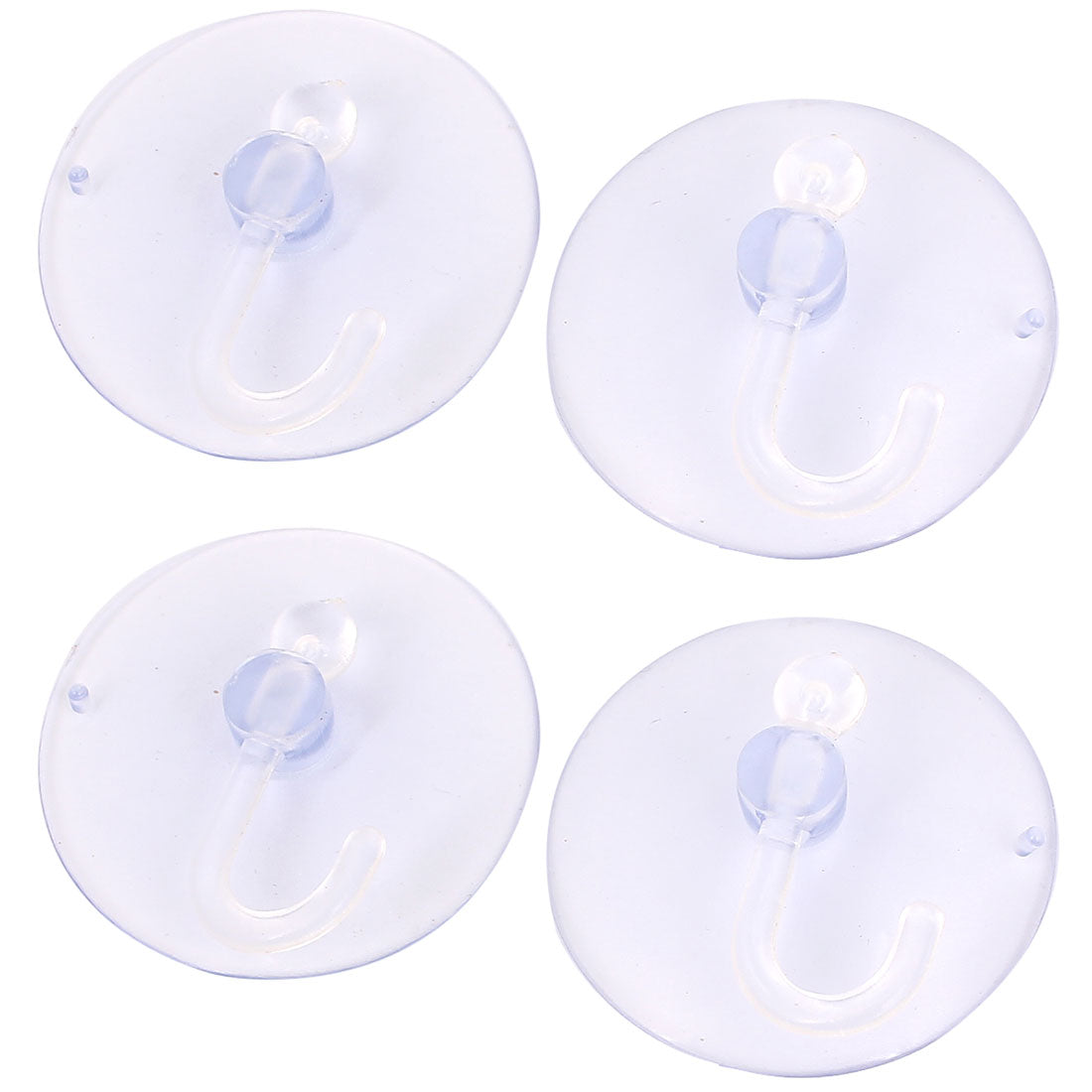 uxcell Uxcell Home Bathroom Wall Window 50mm Dia Plastic Suction Cup Hook Clear Blue 4Pcs