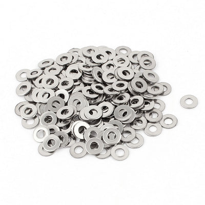 Harfington Uxcell 200pcs 304 Stainless Steel M3 Flat Washers Spacers Gasket Silver Tone
