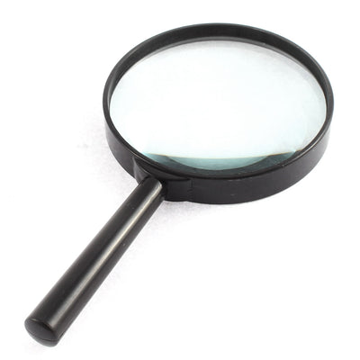 Harfington Uxcell Plastic Frame 90mm Lens 4X Handheld Magnifier Magnifying Glass Jewelry Loupe