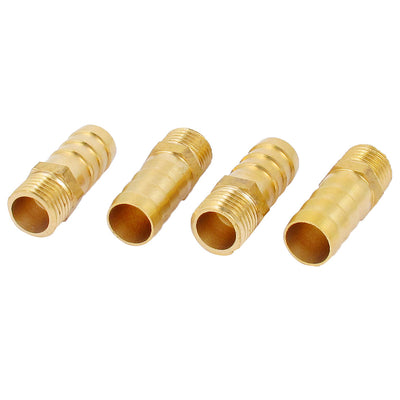 uxcell Uxcell 1/4BSP Male Thread 12mm Inner Dia Brass Hose Barb Coupler Fitting Connector 4pcs