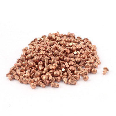 Harfington Uxcell 200 Pcs 3/32" x 5/32" Copper Round Head Solid Rivets Knurled Shanks