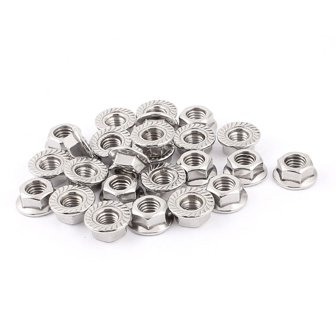 uxcell Uxcell 25PCS M8 Thread Diameter Stainless Steel Serrated Hex Flange Locknuts