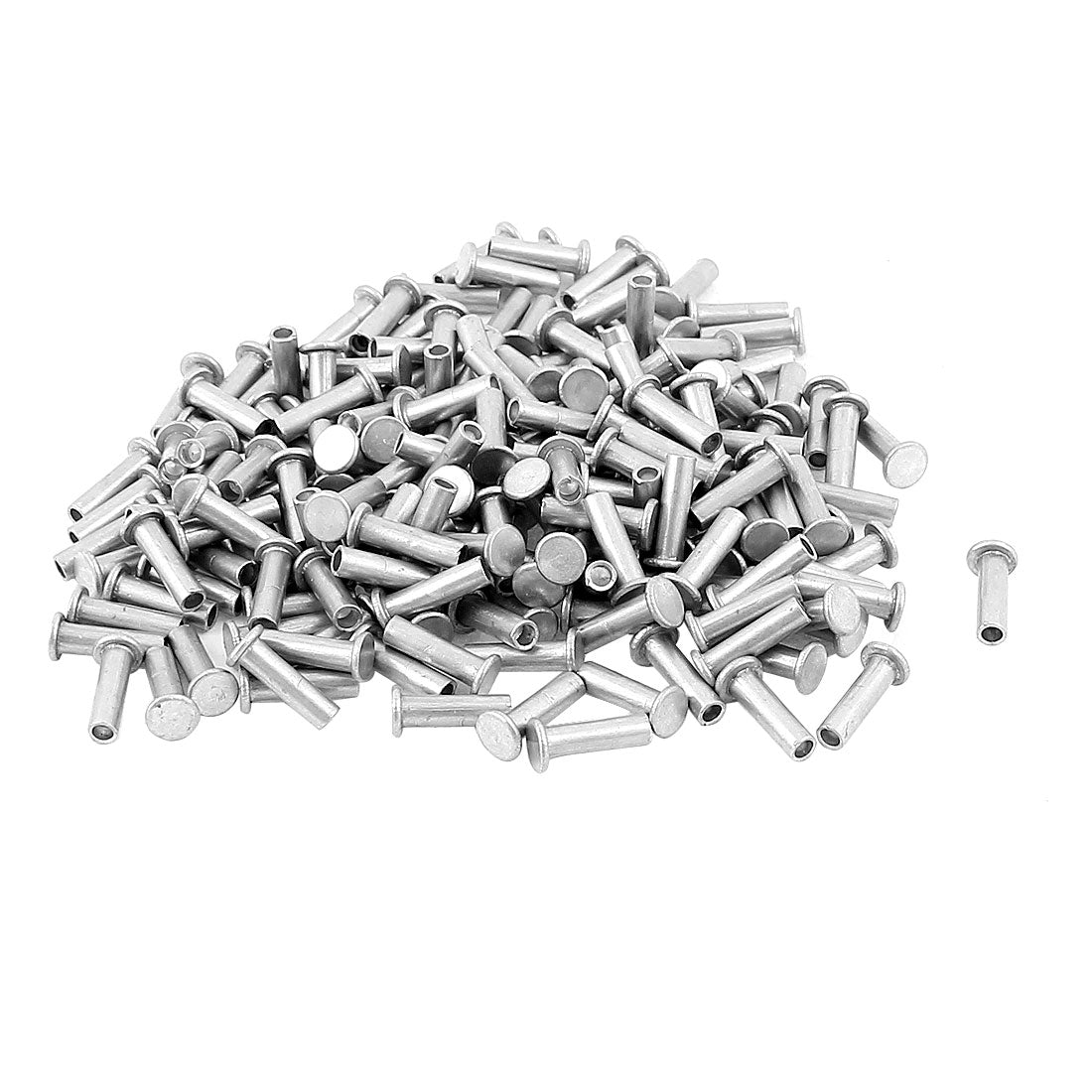 Aluminum Flat Head Semi-Tubular Rivets Silver Tone | Harfington