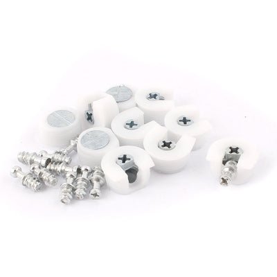 uxcell Uxcell U Shape White Plastic Screw in Shelf Support Pin Peg Supporter 10pcs