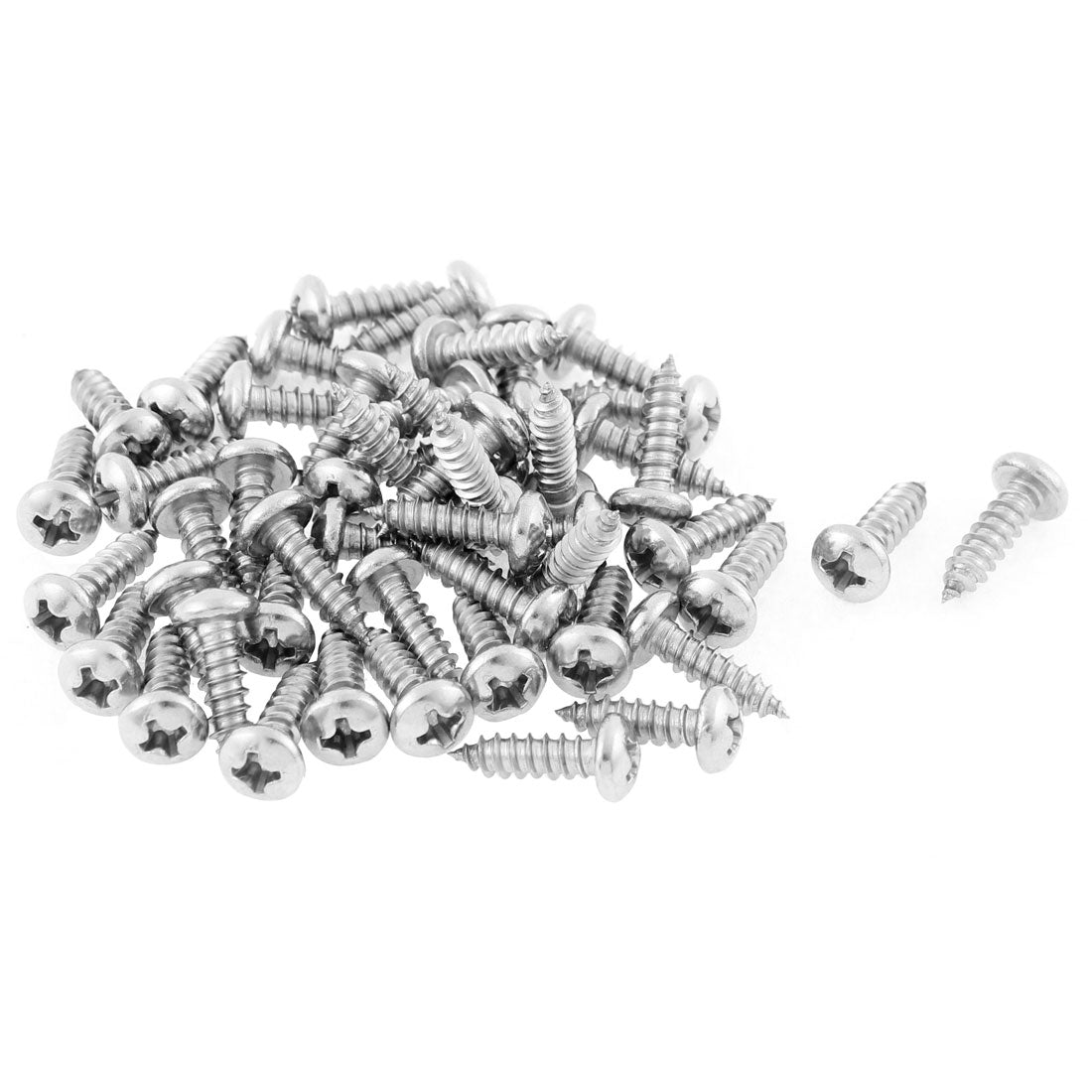 uxcell Uxcell 50 Pcs 3.9mmx13mm Stainless Steel Phillips Round  Sheet Self Tapping Screws