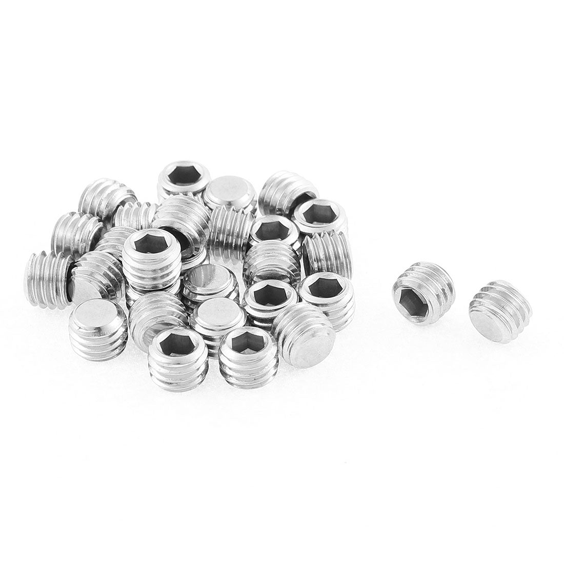 uxcell Uxcell M8x6mm 1.25mm Pitch Stainless Steel Hex Socket Set Flat Point Grub Screws 30pcs