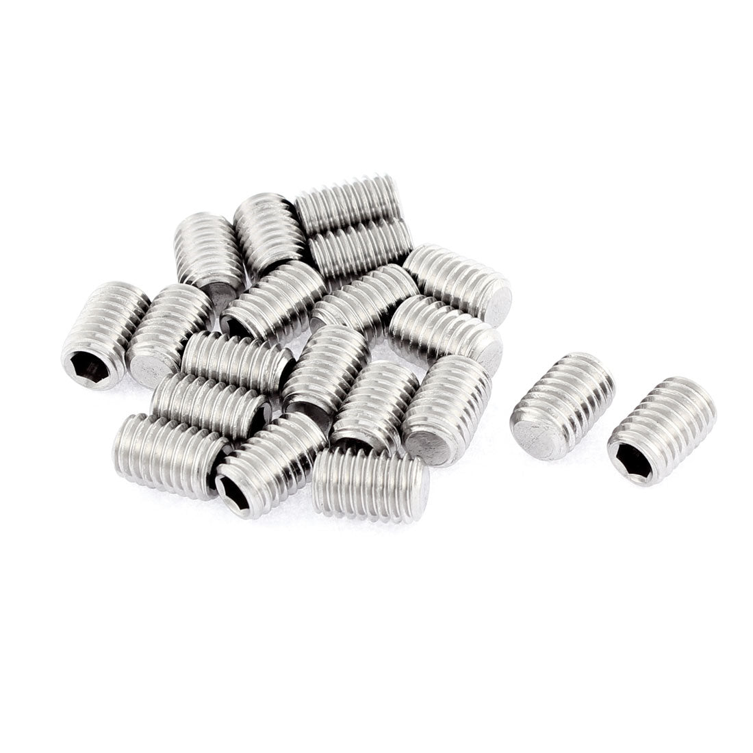 uxcell Uxcell M8x12mm 1.25mm Pitch Stainless Steel Hex Socket Set Flat Point Grub Screws 20pcs