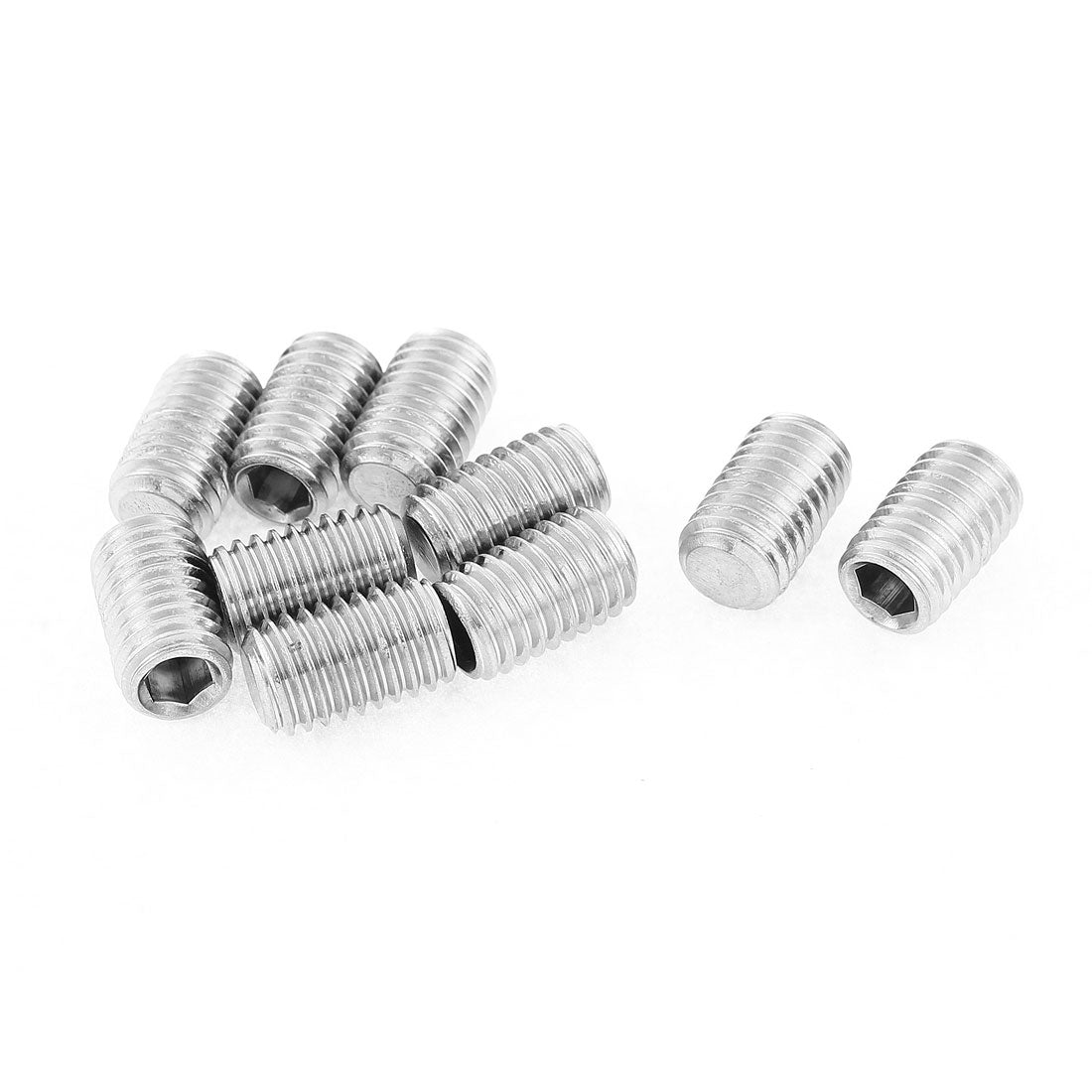 uxcell Uxcell M10x16mm 1.5mm Pitch Stainless Steel Hex Socket Set Flat Point Grub Screws 10pcs