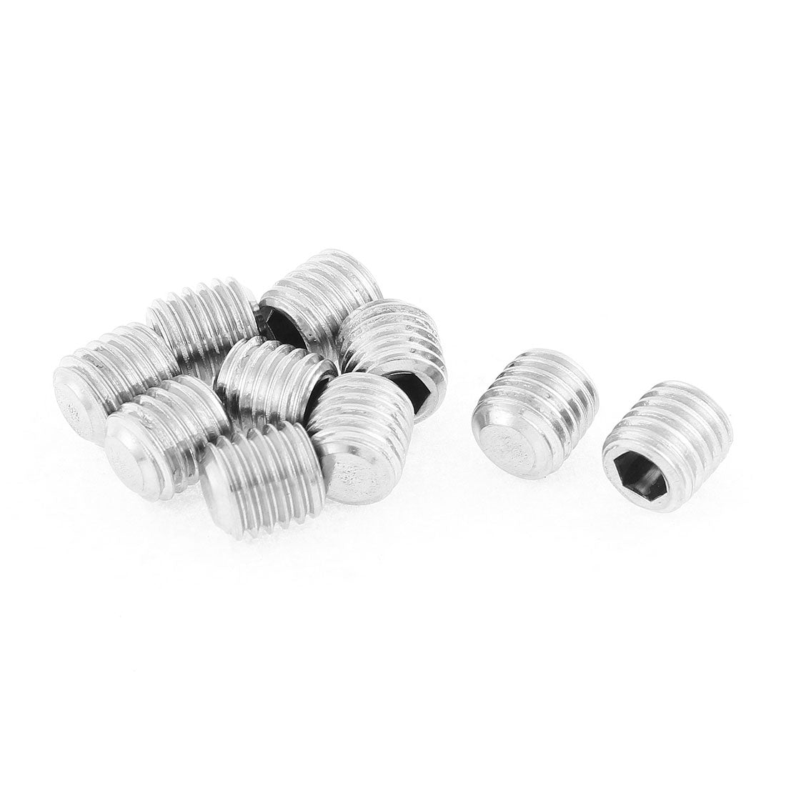 uxcell Uxcell M12x12mm 1.75mm Pitch Stainless Steel Hex Socket Set Flat Point Grub Screws 10pcs