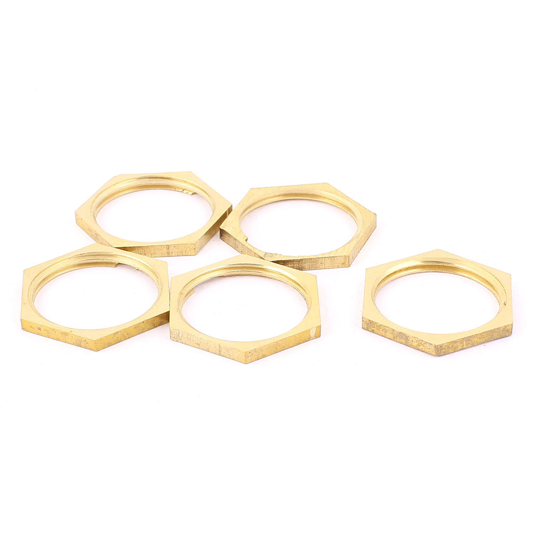 uxcell Uxcell 3/4BSP Female Thread Brass Pipe Fitting Hex Lock Nut Brass Tone 5pcs