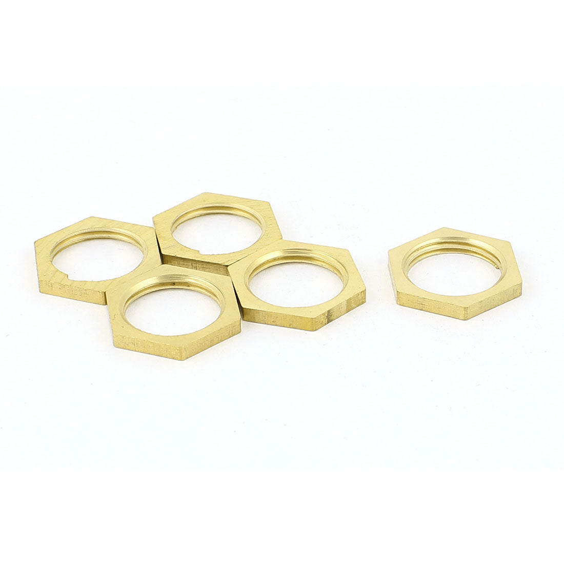 uxcell Uxcell 3/8BSP Female Thread Brass Pipe Fitting Hex Lock Nut 5pcs