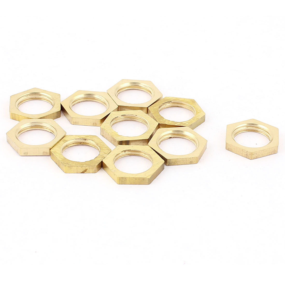 uxcell Uxcell 1/4BSP Female Thread Brass Pipe Fitting Hex Lock Nut 10pcs