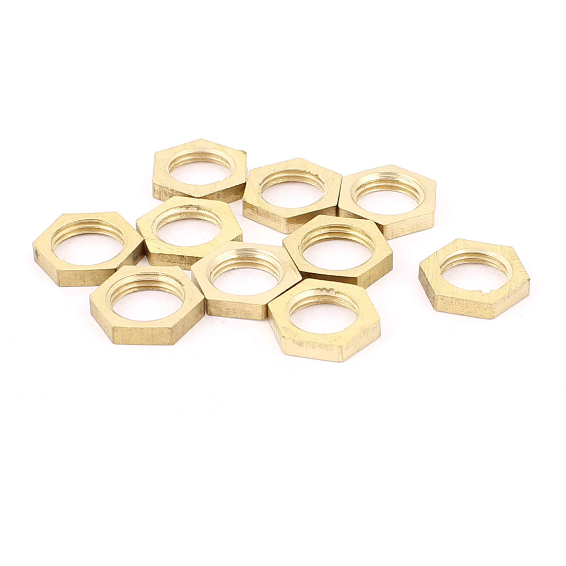 uxcell Uxcell 1/8BSP Female Thread Brass Pipe Fitting Hex Lock Nut 10pcs