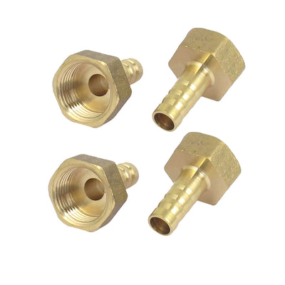 uxcell Uxcell 3/8BSP Female Thread 8mm Dia Brass Hose Barb Coupler Connector 4pcs