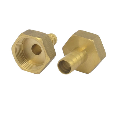 uxcell Uxcell 3/4BSP Female Thread 10mm Dia Brass Hose Barb Coupler Connector 2pcs