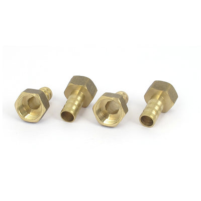 uxcell Uxcell 3/8BSP Female Thread 10mm Tube Dia Brass Hose Barb Coupler Connector 4pcs