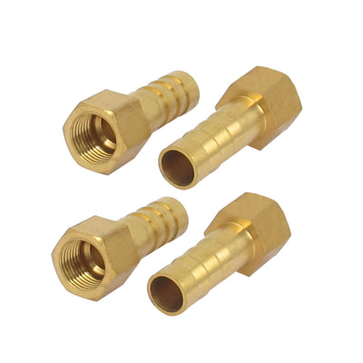uxcell Uxcell 1/8BSP Female Thread 8mm Dia Brass Hose Barb Coupler Connector 4pcs