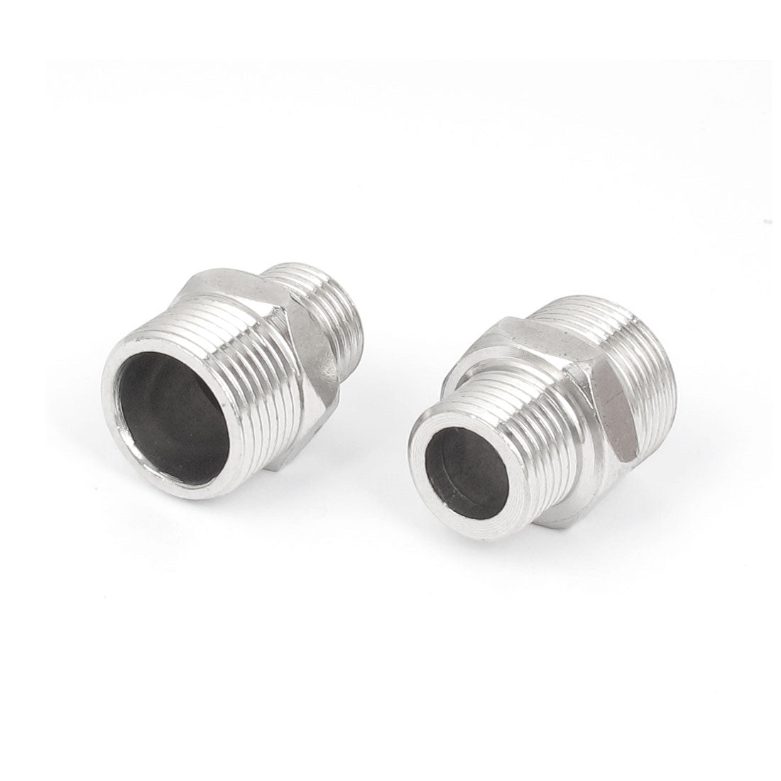 Uxcell Uxcell 3/8BSP to 1/4BSP Male Thread 304 Stainless Steel Hex Nipple Pipe Fitting 2pcs