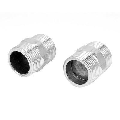 Harfington Uxcell 1/2BSP Male to Male Threaded 304 Stainless Steel Hex Nipple Pipe Fitting 2pcs