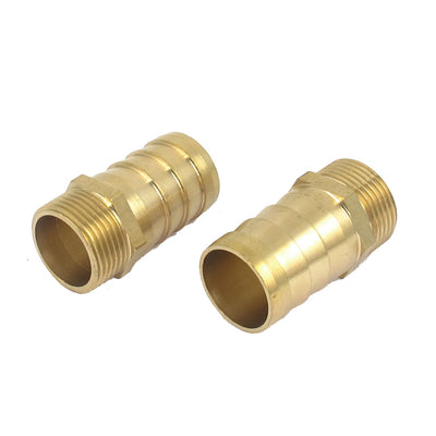 Harfington Uxcell Brass 3/4BSP Male Thread to 25mm Hose Barb Straight Fitting Adapter Coupler 2PCS