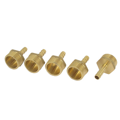 Harfington Uxcell Brass 1/2BSP Male Thread to 6mm Hose Barb Straight Fitting Adapter Coupler 5PCS