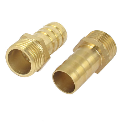 Harfington Uxcell Brass 1/2BSP Male Thread to 16mm Hose Barb Straight Fitting Adapter Coupler 2PCS