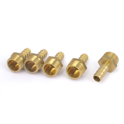 Harfington Uxcell Brass 3/8BSP Male Thread to 8mm Hose Barb Straight Fitting Adapter Coupler 5PCS