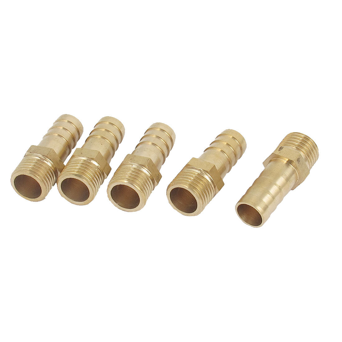 uxcell Uxcell Brass 1/4BSP Male Thread to 10mm Hose Barb Straight Fitting Adapter  5PCS