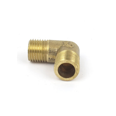 Harfington Uxcell 5Pcs Brass Pipe 90 Degree 1/4BSP Male to Male Thread Water Fuel Elbow Fitting