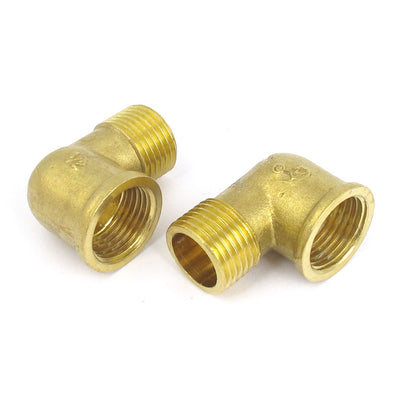 Harfington Uxcell Brass Right Angle 1/2BSP Male to Female Elbow Connector Coupler Fitting Adapter 2PCS