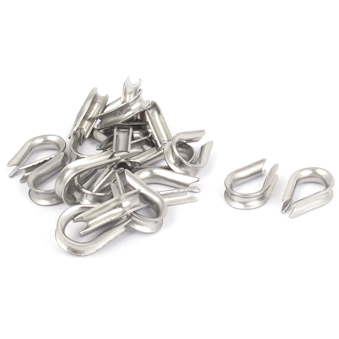 uxcell Uxcell 304 Stainless Steel 2mm 5/64" Wire Rope Cable Thimbles Silver Tone 20pcs