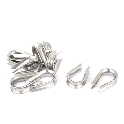 Harfington Uxcell 304 Stainless Steel 5mm 3/16" Wire Rope Cable Thimbles Silver Tone 10pcs