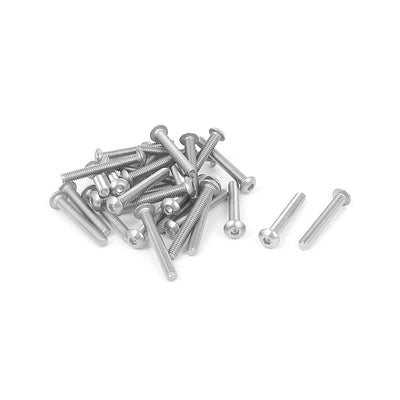 Harfington Uxcell M4x30mm 304 Stainless Steel Hex Socket Machine Countersunk Round Head Screw Bolts 30PCS