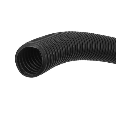 Harfington Uxcell 6.6 M 20 x 25 mm Plastic Corrugated Conduit Tube for Garden,Office Black