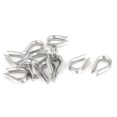 Harfington Uxcell 303 Stainless Steel 3mm 1/8" Wire Rope Cable Thimbles Silver Tone 12pcs