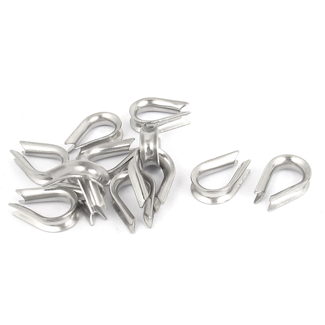uxcell Uxcell 303 Stainless Steel 3mm 1/8" Wire Rope Cable Thimbles Silver Tone 12pcs