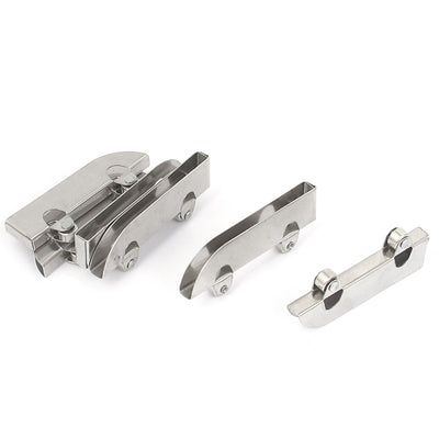 Harfington Uxcell Showcase Glass Sliding Door Roller Clamp Stainless Steel Wheel Pulley 5pcs