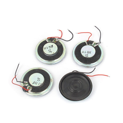 uxcell Uxcell 4pcs 1W 8 Ohm Round Dual Wire Magnet Mini Loudspeaker MP3 MP4 Player Speaker 28mm Dia