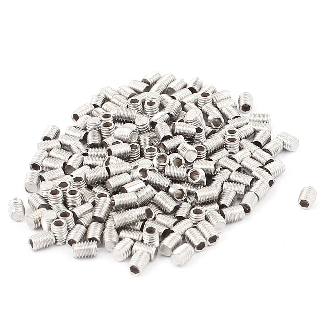 uxcell Uxcell 200pcs Stainless Steel Flat Point Hex Socket Grub Screws M3x4mm