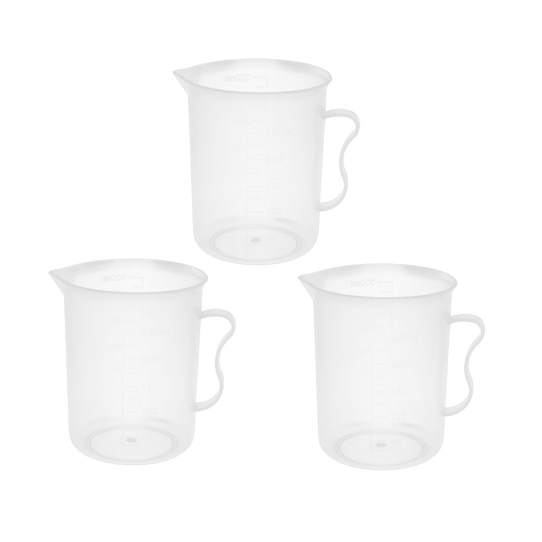 uxcell Uxcell 250ml Clear Plastic Measuring Cup With Handle Beaker Laboratory Set 3 Pcs