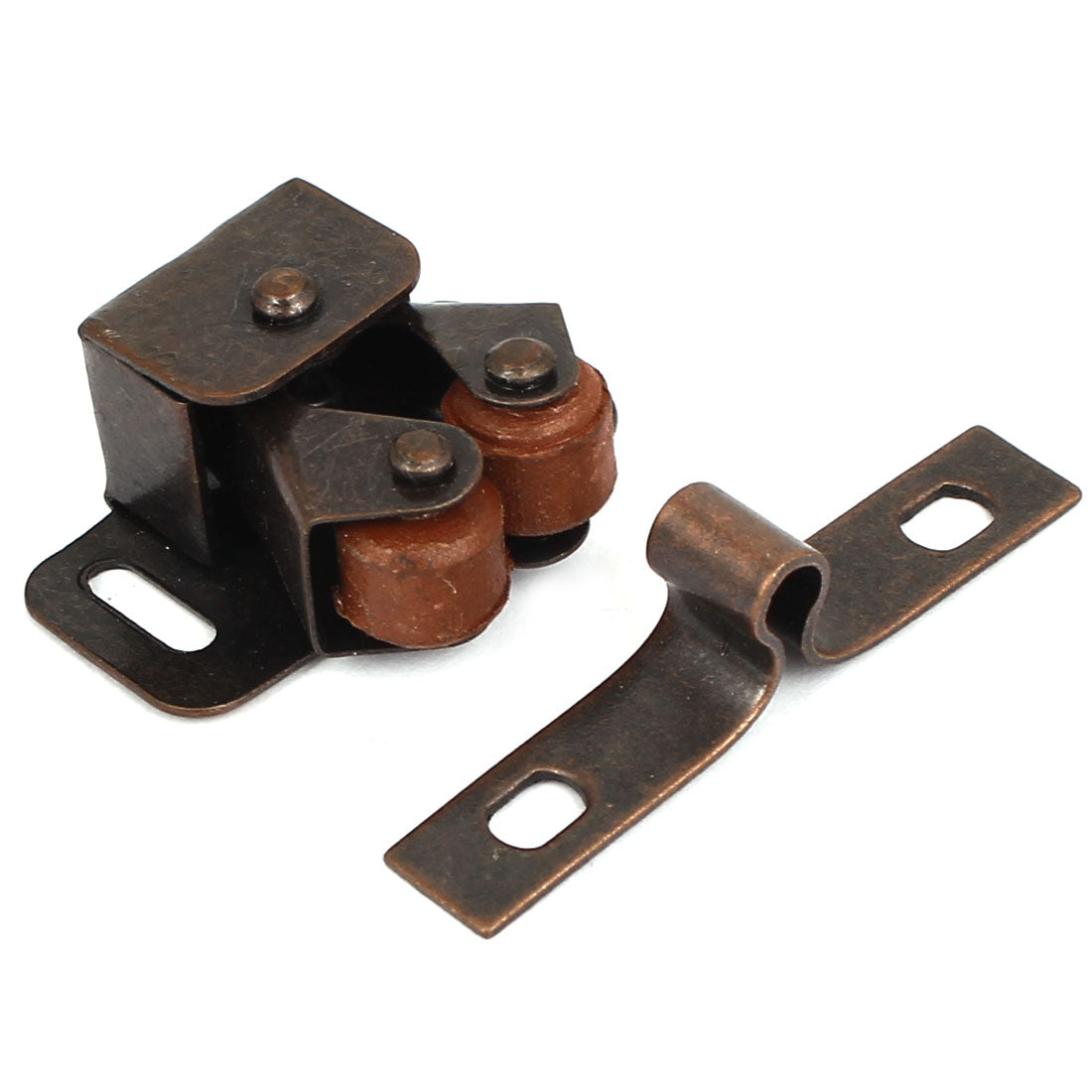 uxcell Uxcell Cupboard Cabinet Door 33mm Length Double Twin Roller Catch Latch Bronze Tone