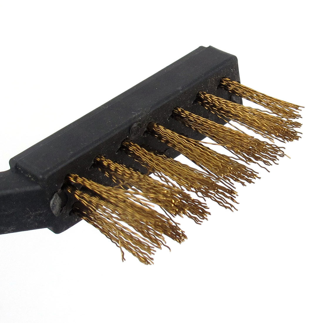 uxcell Uxcell Black Plastic Handle Brass Wire Cleaning Brush 10pcs