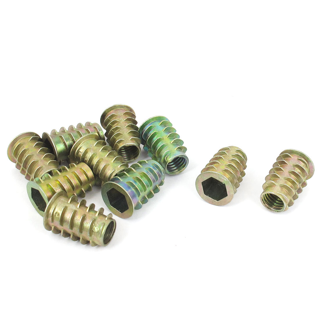 uxcell Uxcell 10 Pcs M10x25mm Zinc Plated Hex Socket Screw in Thread Insert Nut for Wood