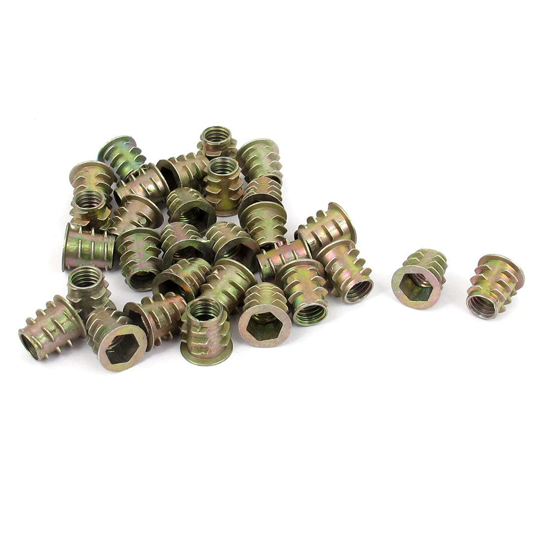 uxcell Uxcell 30 Pcs M6x10mm Zinc Plated Hex Socket Screw in Thread Insert Nut for Wood